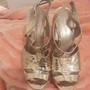 BCBGeneration Cork Wedge Heels Rose Gold